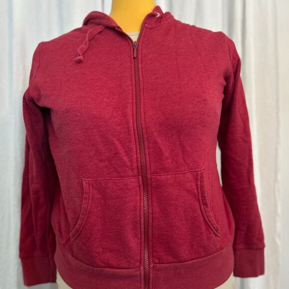 Women's red fleece zip up hoodie - Picture 1 of 4